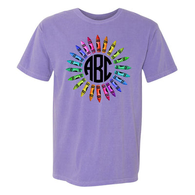 Monogrammed 'Watercolor Crayon Wreath' T-Shirt - United Monograms