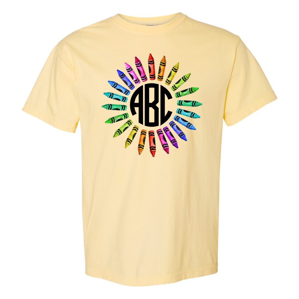 Monogrammed 'Watercolor Crayon Wreath' T-Shirt - United Monograms