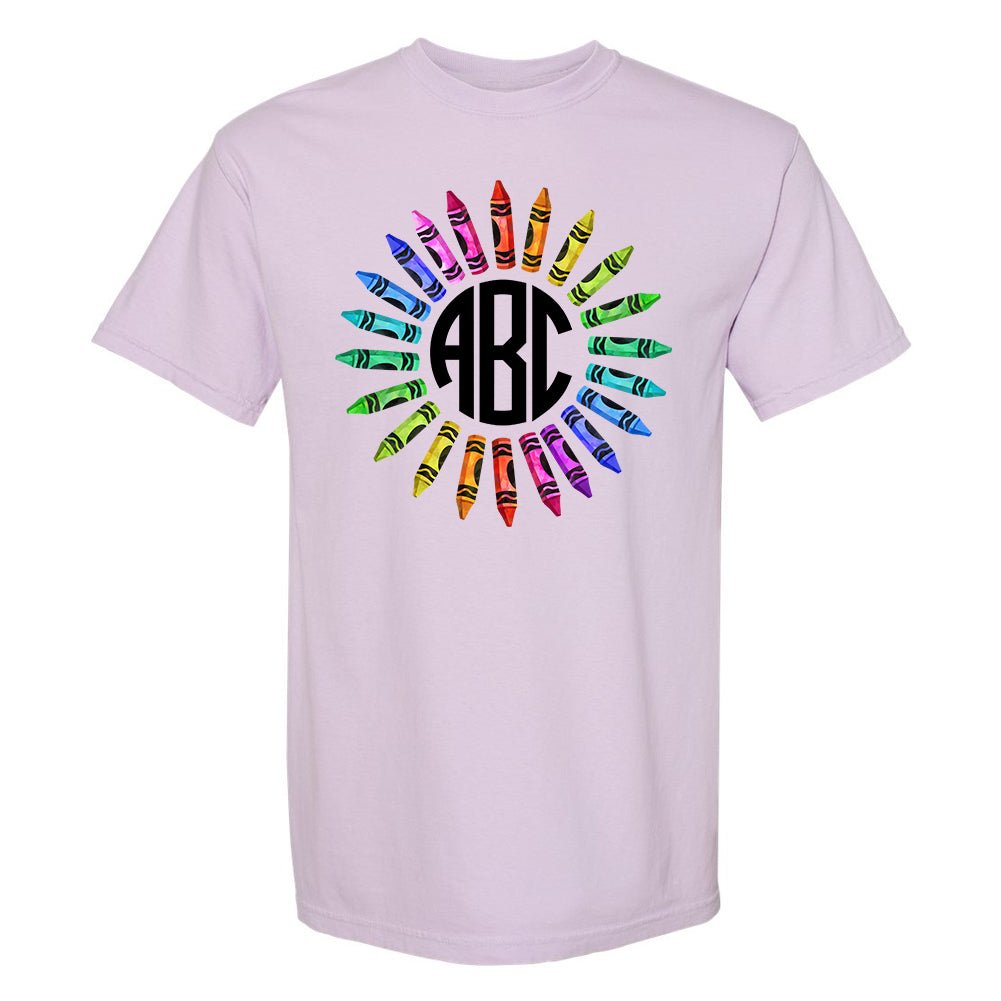 Monogrammed 'Watercolor Crayon Wreath' T-Shirt - United Monograms