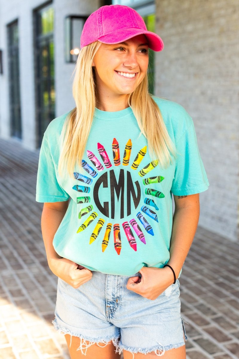 Monogrammed 'Watercolor Crayon Wreath' T-Shirt - United Monograms