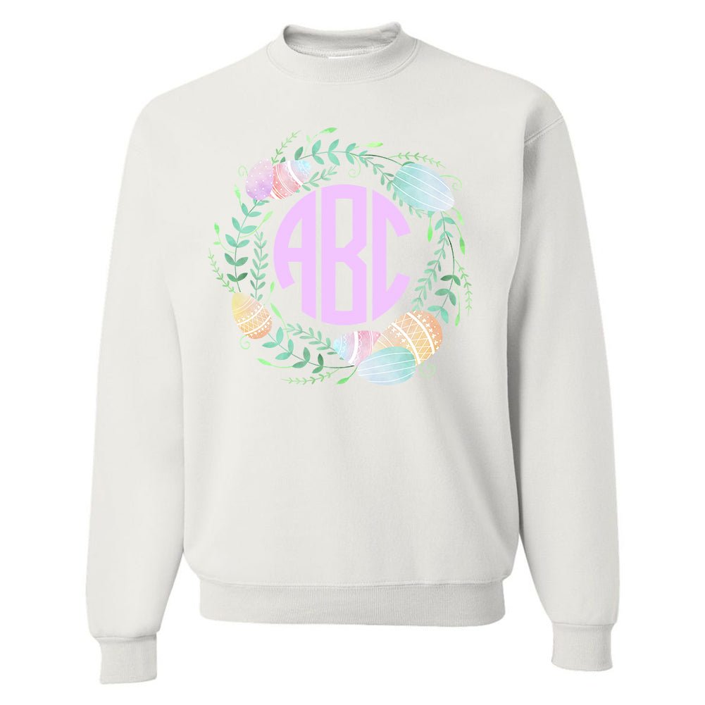 Monogrammed 'Watercolor Easter Wreath' Crewneck Sweatshirt - United Monograms