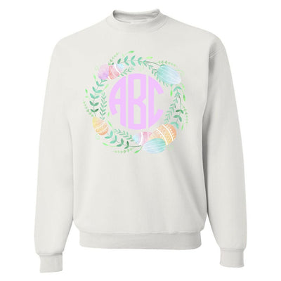 Monogrammed 'Watercolor Easter Wreath' Crewneck Sweatshirt - United Monograms