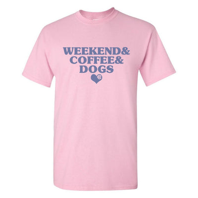 Monogrammed 'Weekend & Coffee & Dogs' Basic T-Shirt - United Monograms