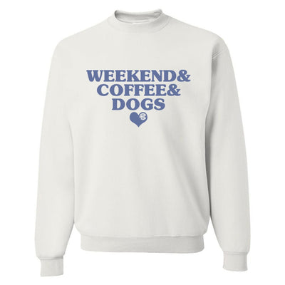 Monogrammed 'Weekend & Coffee & Dogs' Crewneck Sweatshirt - United Monograms