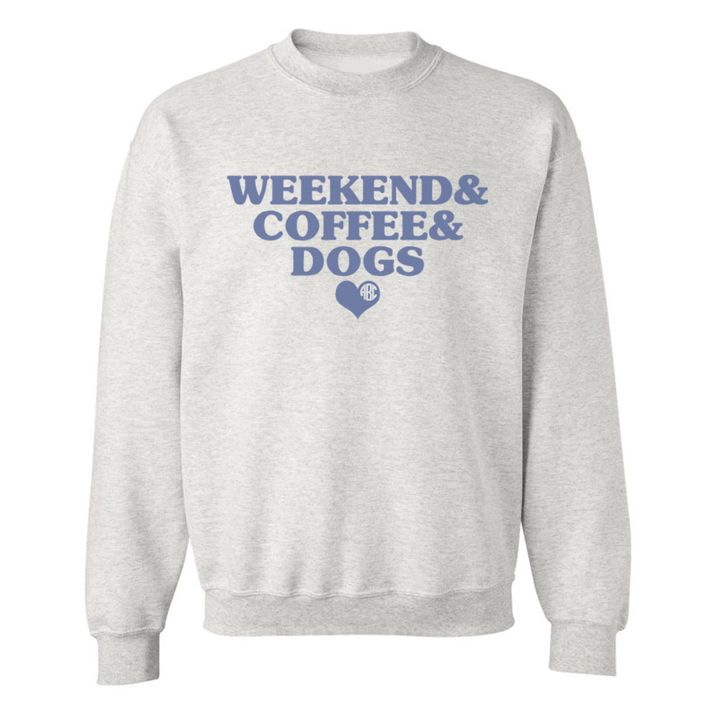 Monogrammed 'Weekend & Coffee & Dogs' Crewneck Sweatshirt - United Monograms