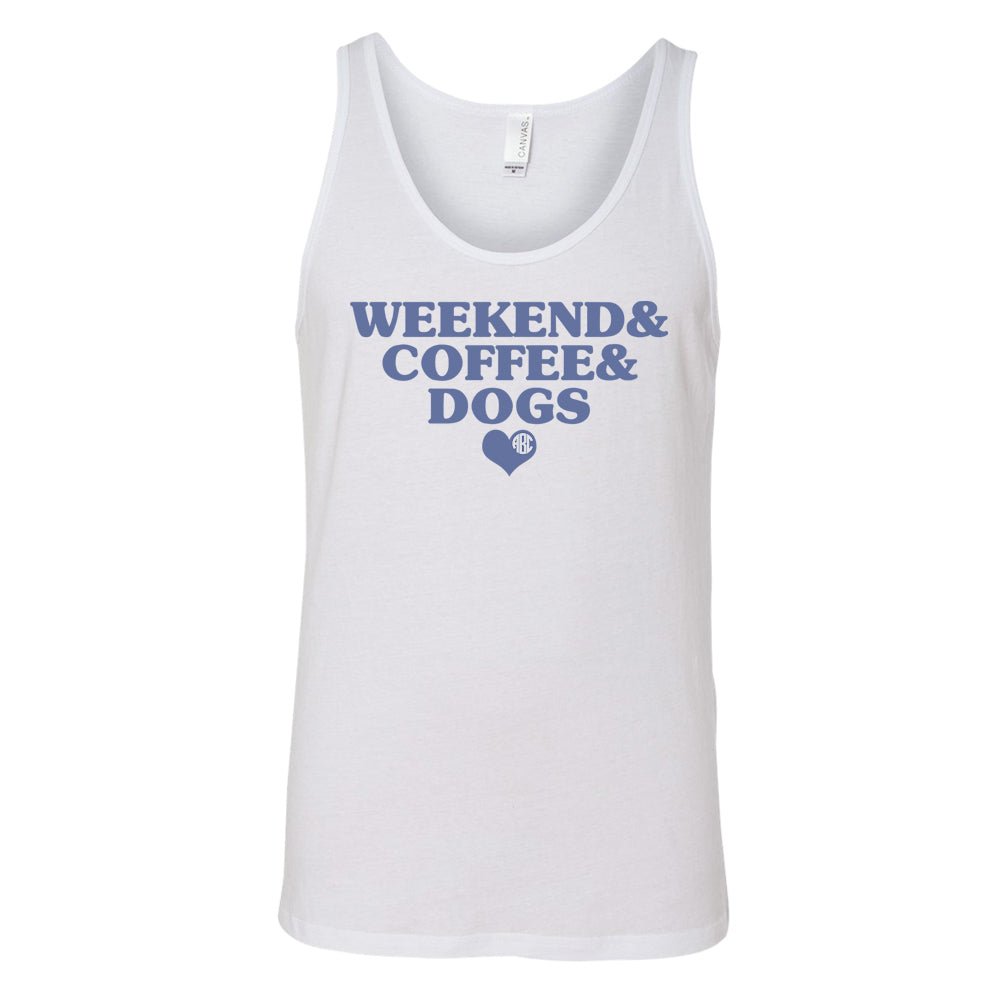 Monogrammed 'Weekend & Coffee & Dogs' Premium Tank Top - United Monograms