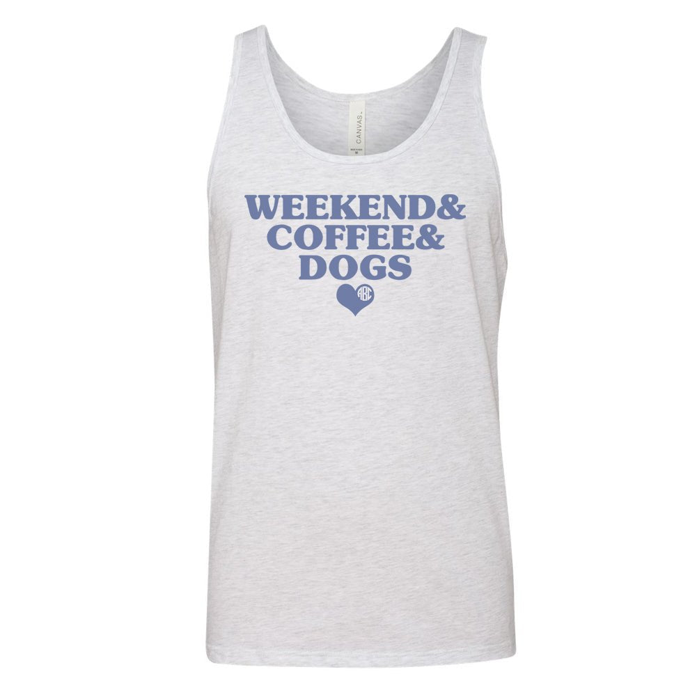 Monogrammed 'Weekend & Coffee & Dogs' Premium Tank Top - United Monograms