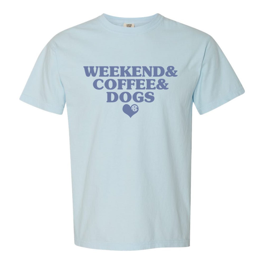 Monogrammed 'Weekend & Coffee & Dogs' T-Shirt - United Monograms