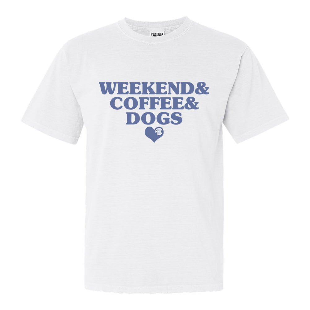 Monogrammed 'Weekend & Coffee & Dogs' T-Shirt - United Monograms