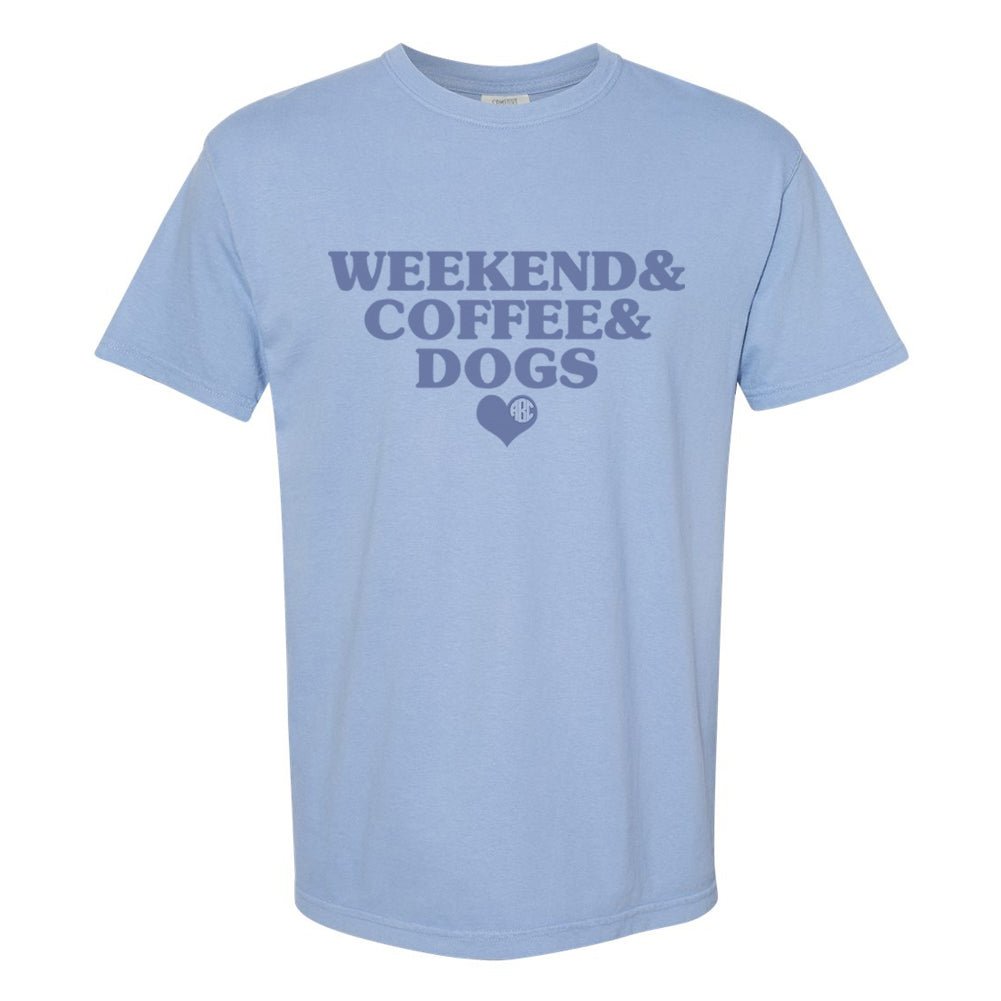 Monogrammed 'Weekend & Coffee & Dogs' T-Shirt - United Monograms