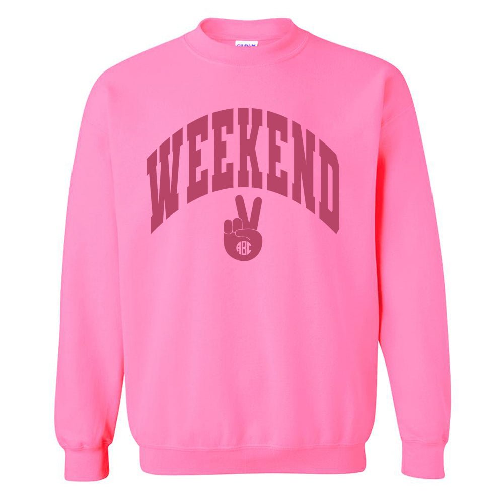 Monogrammed 'Weekend' Neon Crewneck Sweatshirt - United Monograms