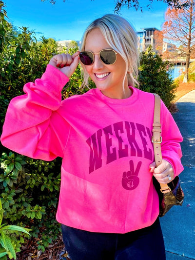 Monogrammed 'Weekend' Neon Crewneck Sweatshirt - United Monograms