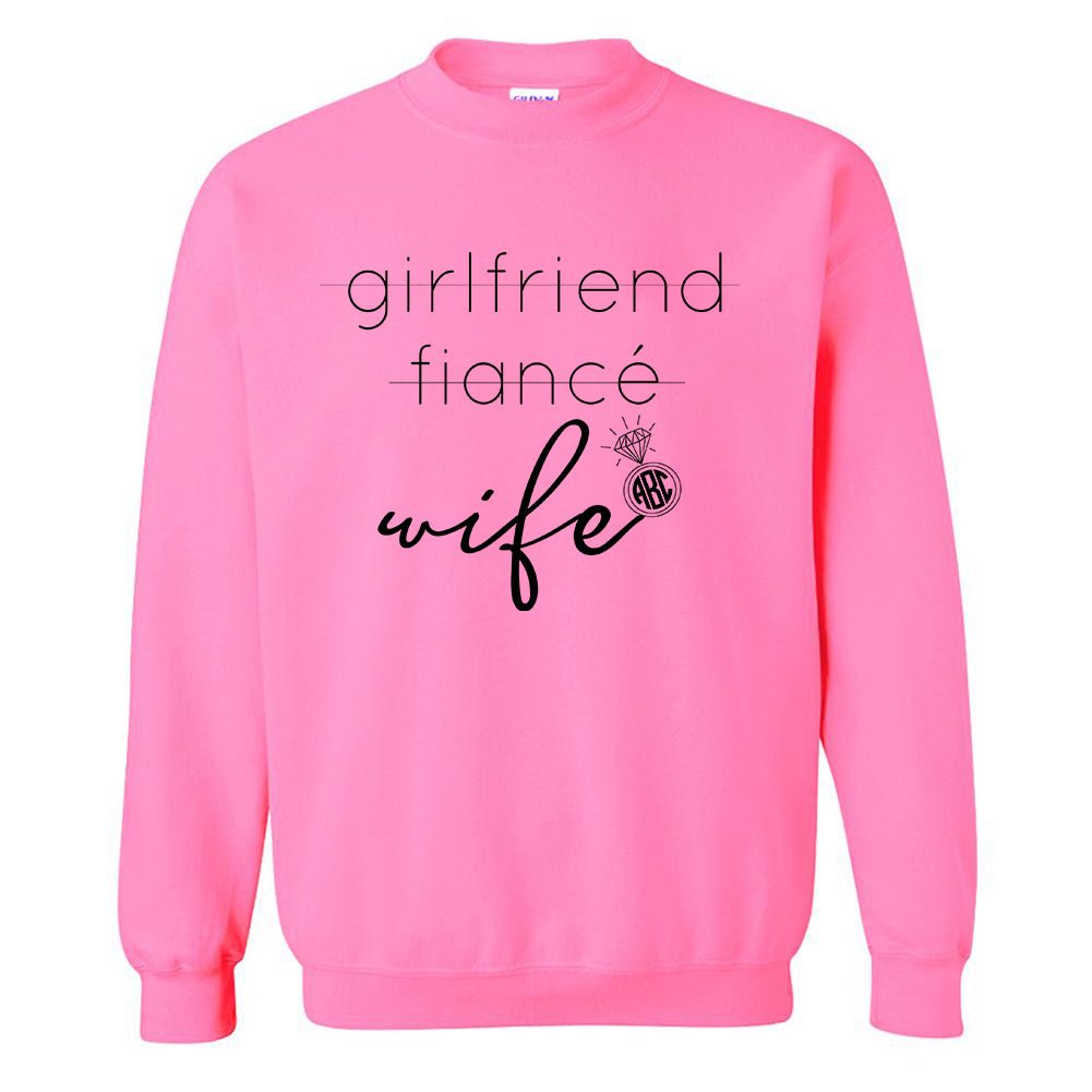 Monogrammed 'Wife' Neon Crewneck Sweatshirt - United Monograms