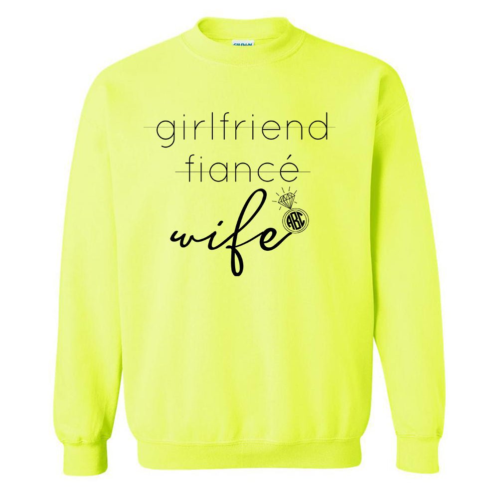 Monogrammed 'Wife' Neon Crewneck Sweatshirt - United Monograms