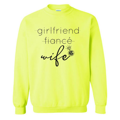 Monogrammed 'Wife' Neon Crewneck Sweatshirt - United Monograms