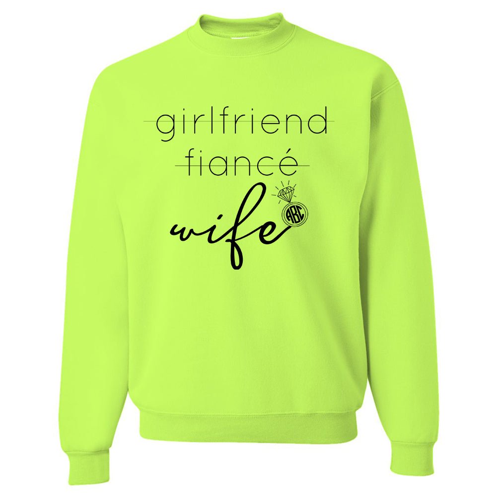 Monogrammed 'Wife' Neon Crewneck Sweatshirt - United Monograms