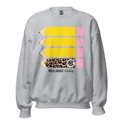 Monogrammed 'Wild About Teaching' Crewneck Sweatshirt - United Monograms