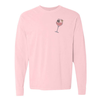 Monogrammed Wine Glass Comfort Colors Long Sleeve T-Shirt - United Monograms