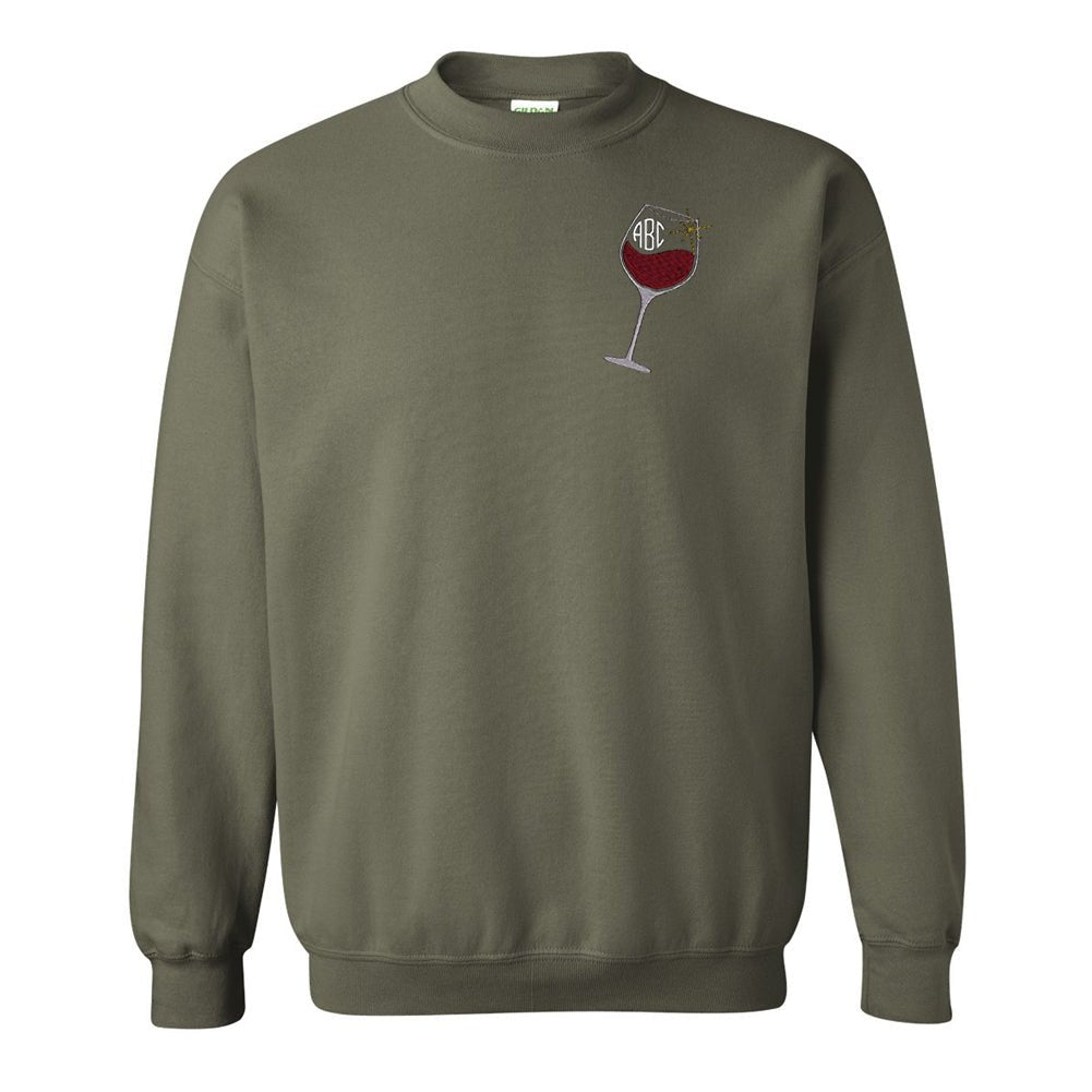 Monogrammed Wine Glass Crewneck Sweatshirt - United Monograms