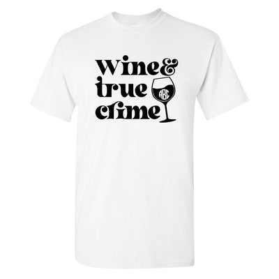 Monogrammed 'Wine & True Crime' Basic T-Shirt - United Monograms