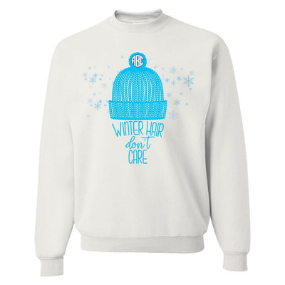 Monogrammed 'Winter Hair, Don't Care' Crewneck Sweatshirt - United Monograms