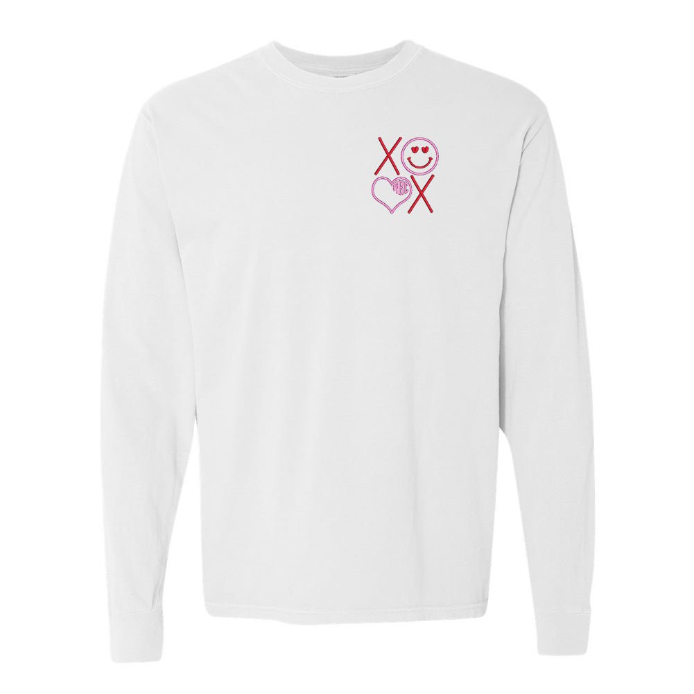 Monogrammed XOXO Smiley Face Long Sleeve T-Shirt - United Monograms