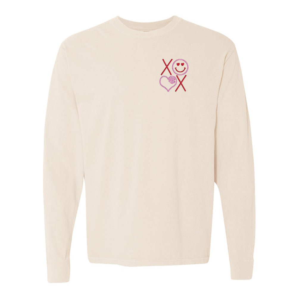 Monogrammed XOXO Smiley Face Long Sleeve T-Shirt - United Monograms