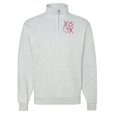 Monogrammed XOXO Smiley Face Quarter Zip Sweatshirt - United Monograms