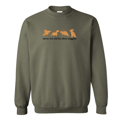 'Never Too Old For Dino Nuggets' Embroidered Crewneck Sweatshirt - United Monograms