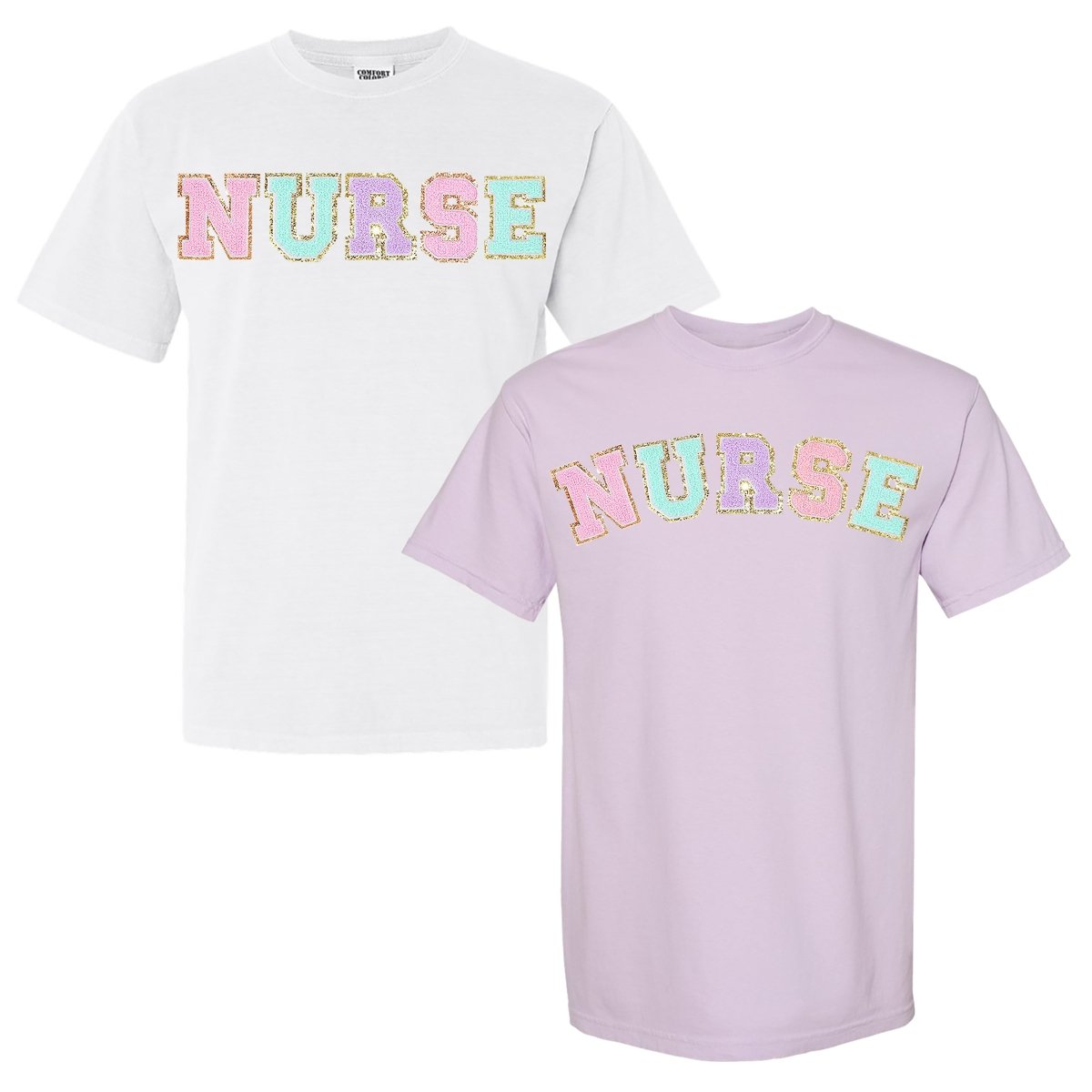 Nurse Colorful Letter Patch Comfort Colors T-Shirt - United Monograms