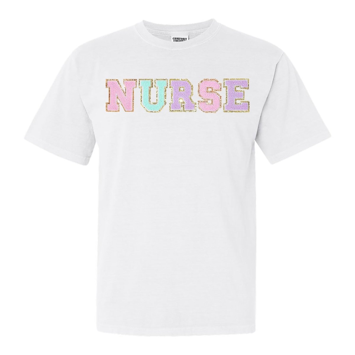 Nurse Colorful Letter Patch Comfort Colors T-Shirt - United Monograms