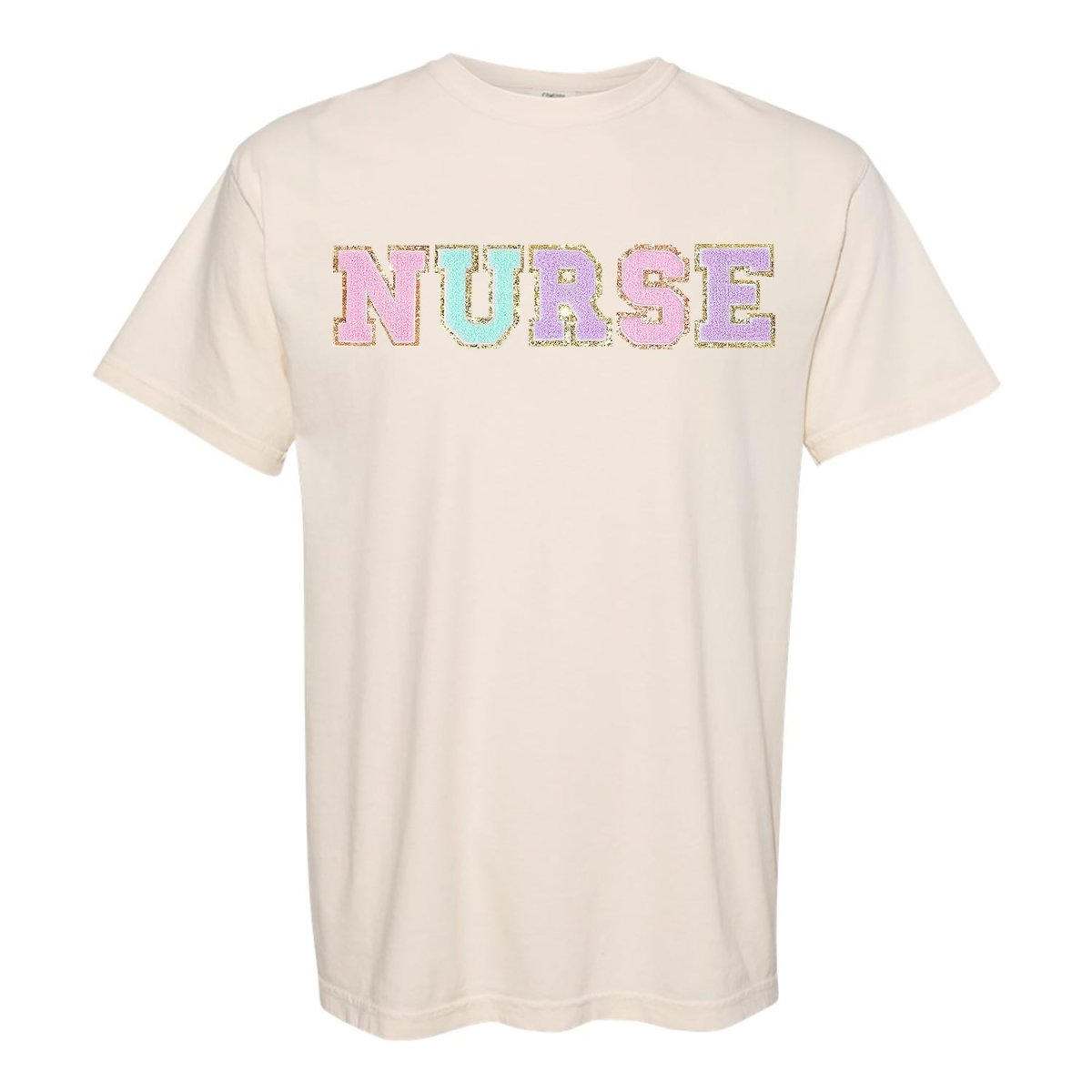 Nurse Colorful Letter Patch Comfort Colors T-Shirt - United Monograms