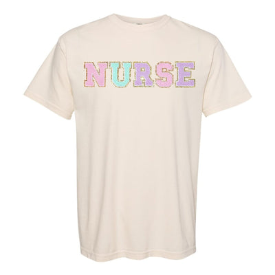 Nurse Colorful Letter Patch Comfort Colors T-Shirt - United Monograms
