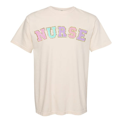 Nurse Colorful Letter Patch Comfort Colors T-Shirt - United Monograms