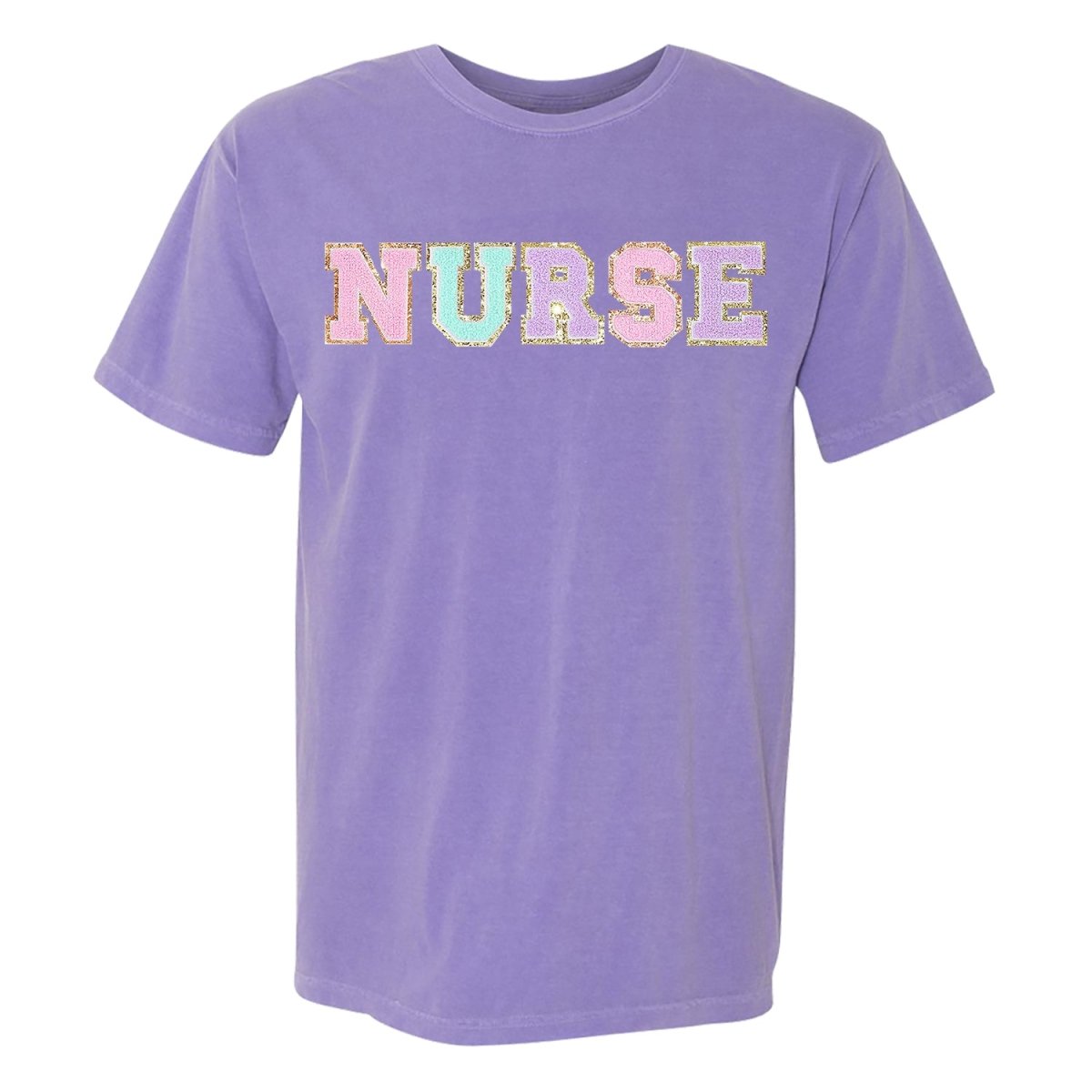 Nurse Colorful Letter Patch Comfort Colors T-Shirt - United Monograms