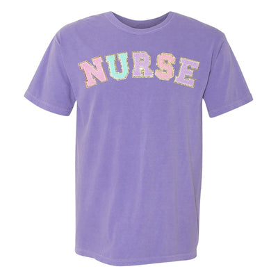 Nurse Colorful Letter Patch Comfort Colors T-Shirt - United Monograms