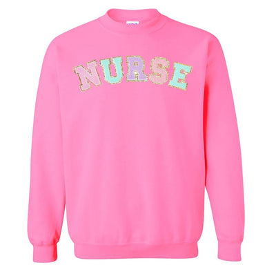 Nurse Colorful Letter Patch Crewneck Sweatshirt - United Monograms