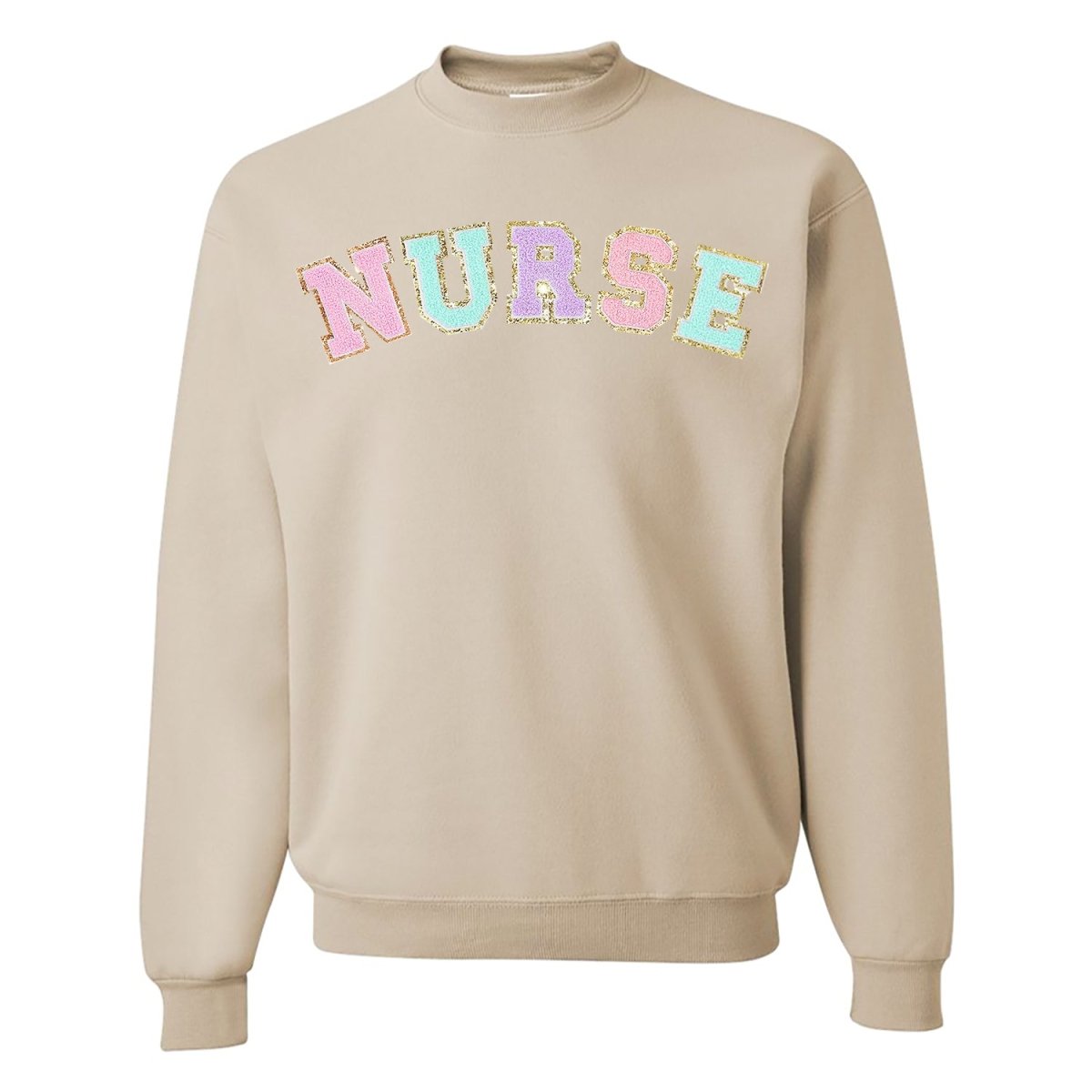 Nurse Colorful Letter Patch Crewneck Sweatshirt - United Monograms