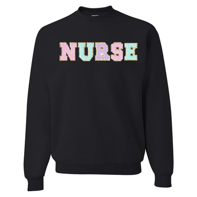 Nurse Colorful Letter Patch Crewneck Sweatshirt - United Monograms