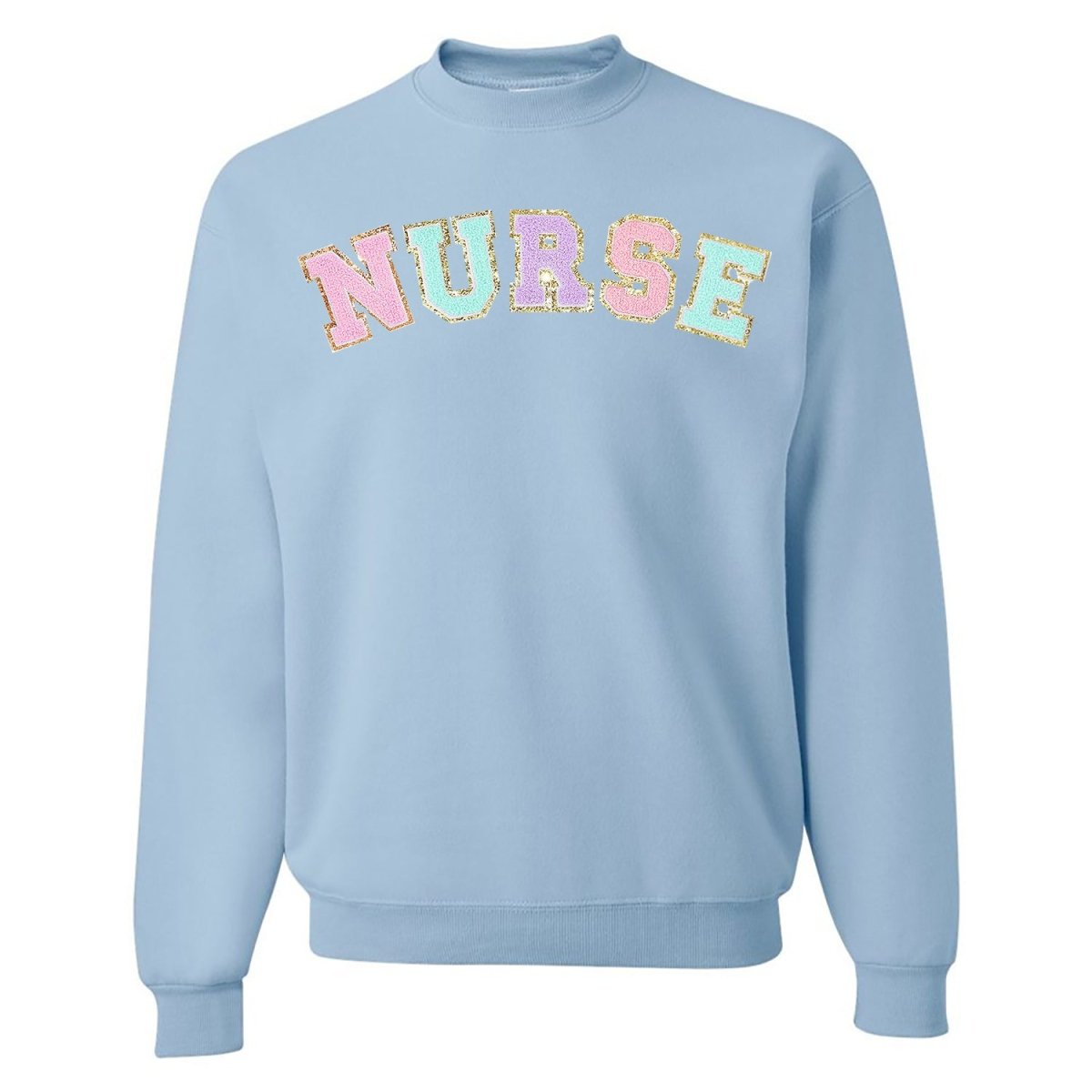 Nurse Colorful Letter Patch Crewneck Sweatshirt - United Monograms