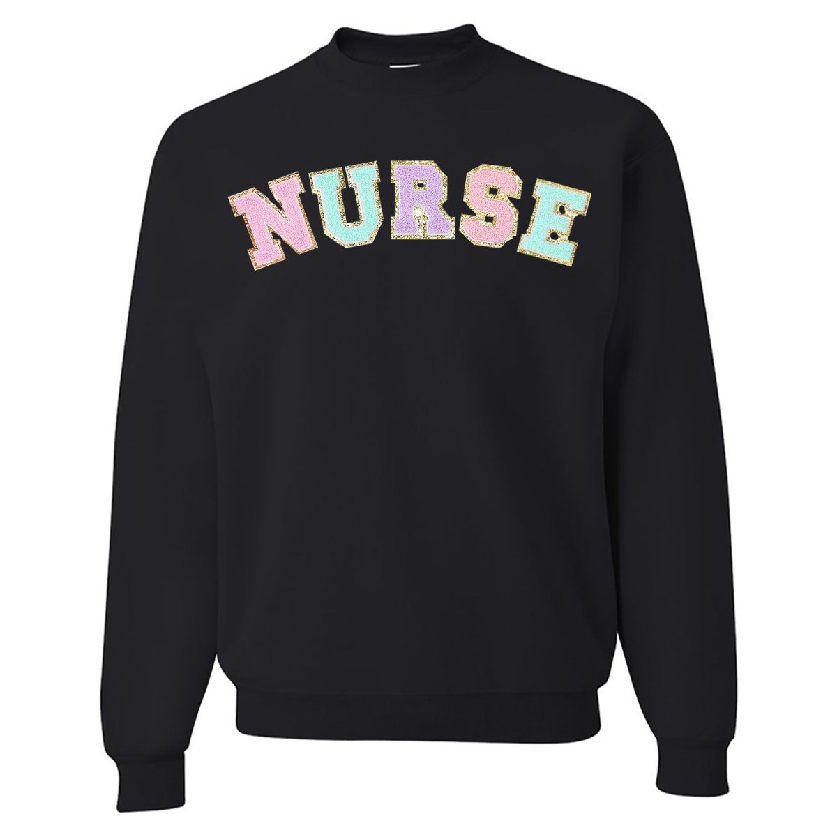 Nurse Colorful Letter Patch Crewneck Sweatshirt - United Monograms