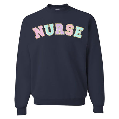 Nurse Colorful Letter Patch Crewneck Sweatshirt - United Monograms