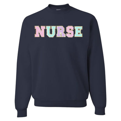 Nurse Colorful Letter Patch Crewneck Sweatshirt - United Monograms