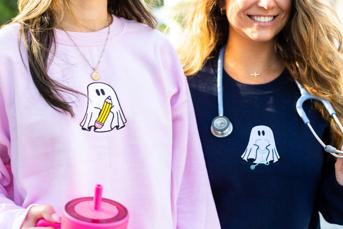 'Nurse Ghost' Embroidered Crewneck Sweatshirt - United Monograms