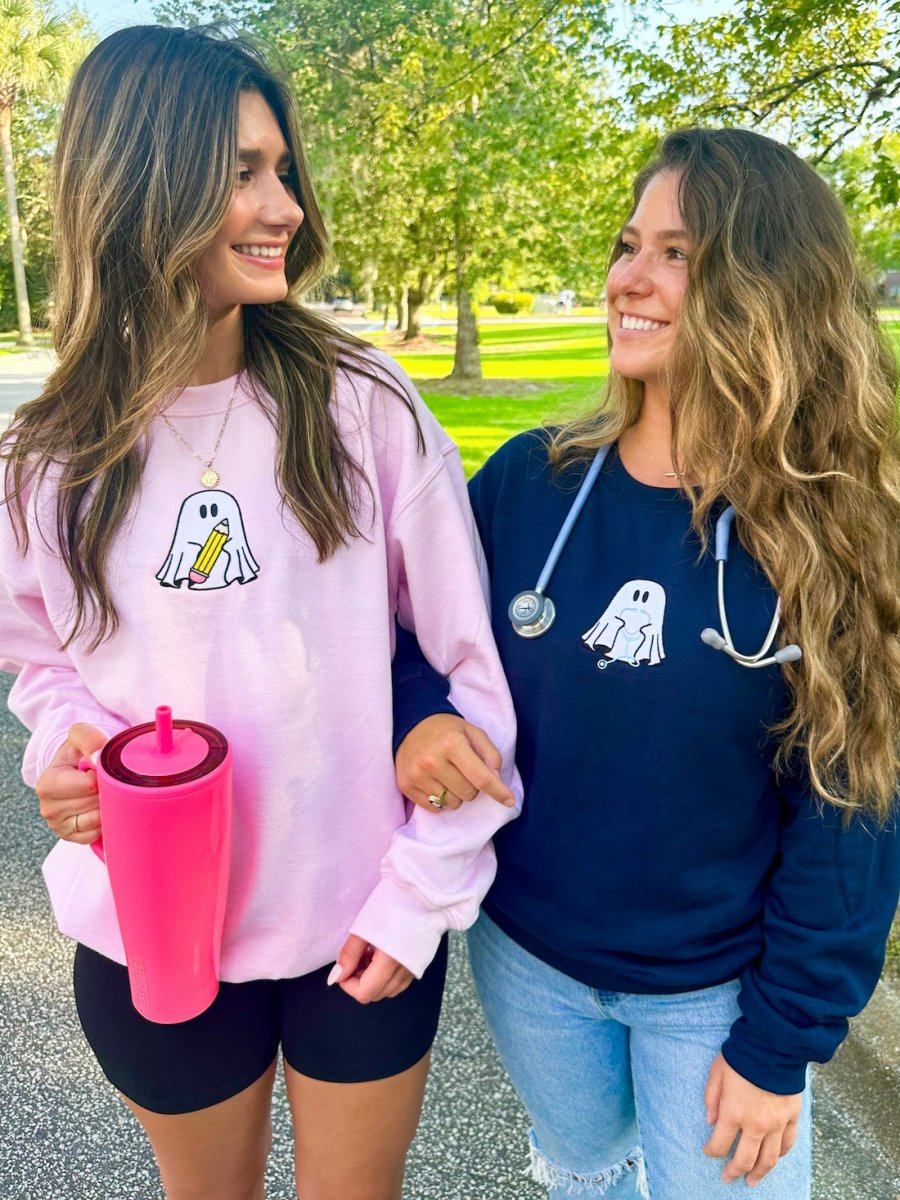 'Nurse Ghost' Embroidered Crewneck Sweatshirt - United Monograms