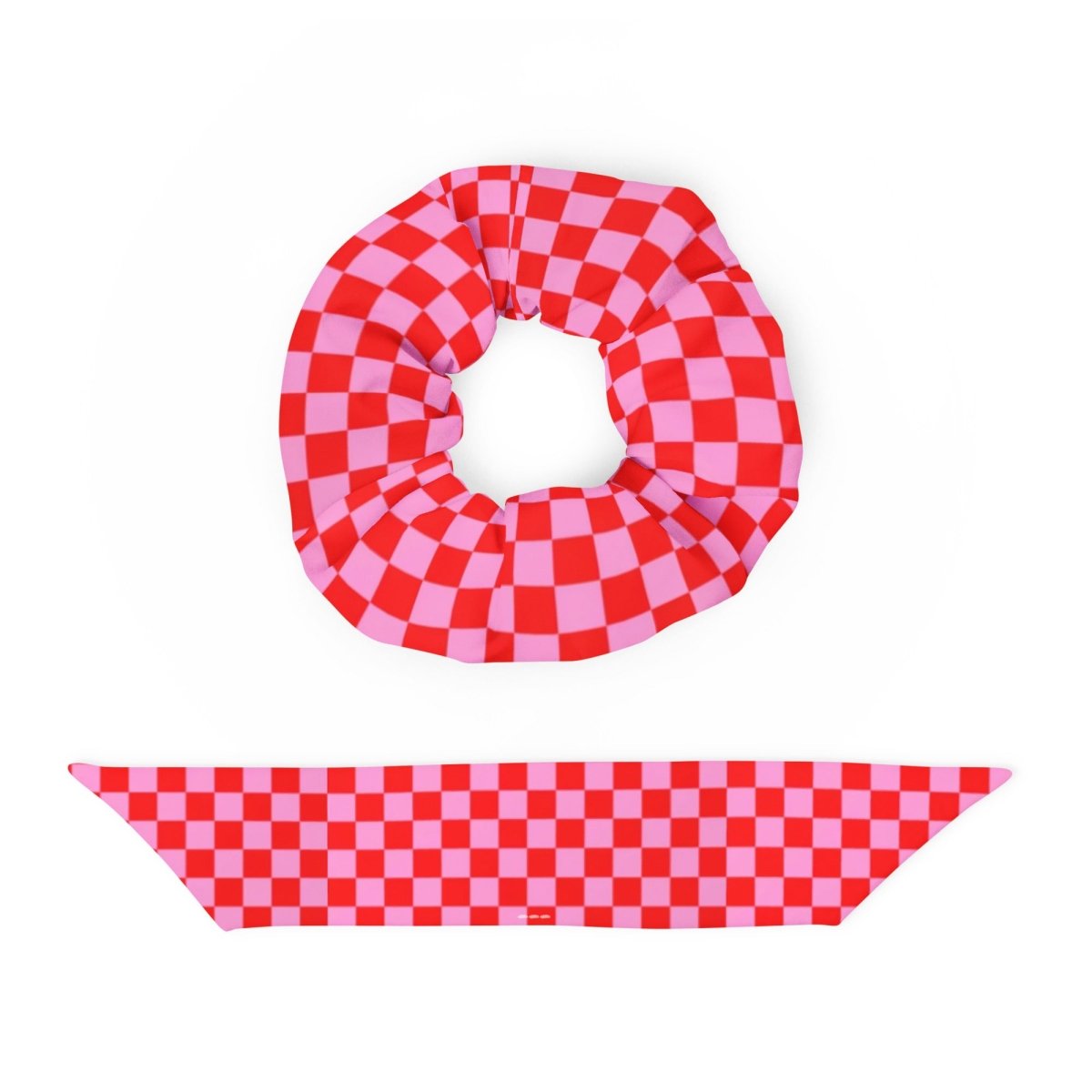Pink Check Recycled Scrunchie - United Monograms