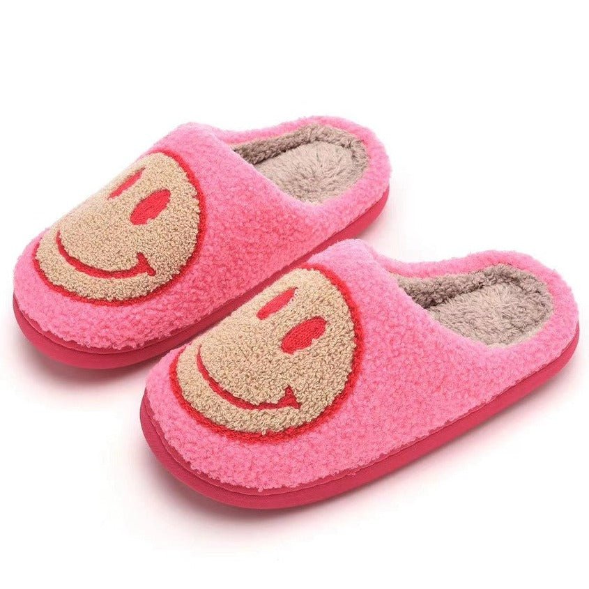 Pink Smiley Face Slippers - United Monograms