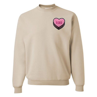 'Pink XOXO Candy Heart' Letter Patch Crewneck Sweatshirt - United Monograms