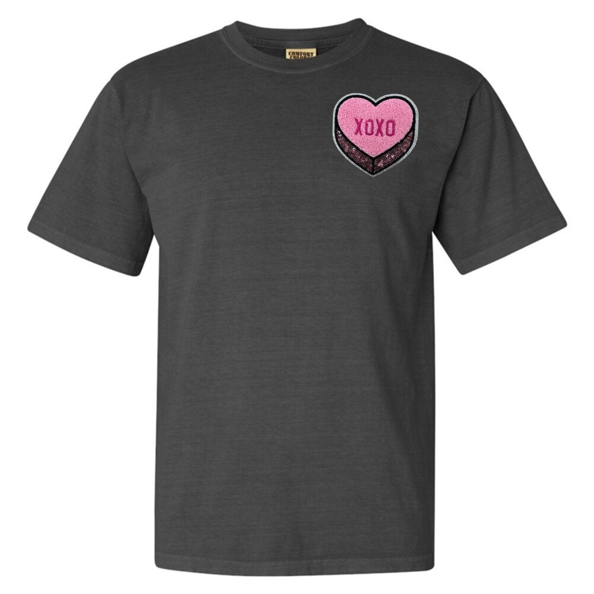 'Pink XOXO Candy Heart' Letter Patch T - Shirt - United Monograms