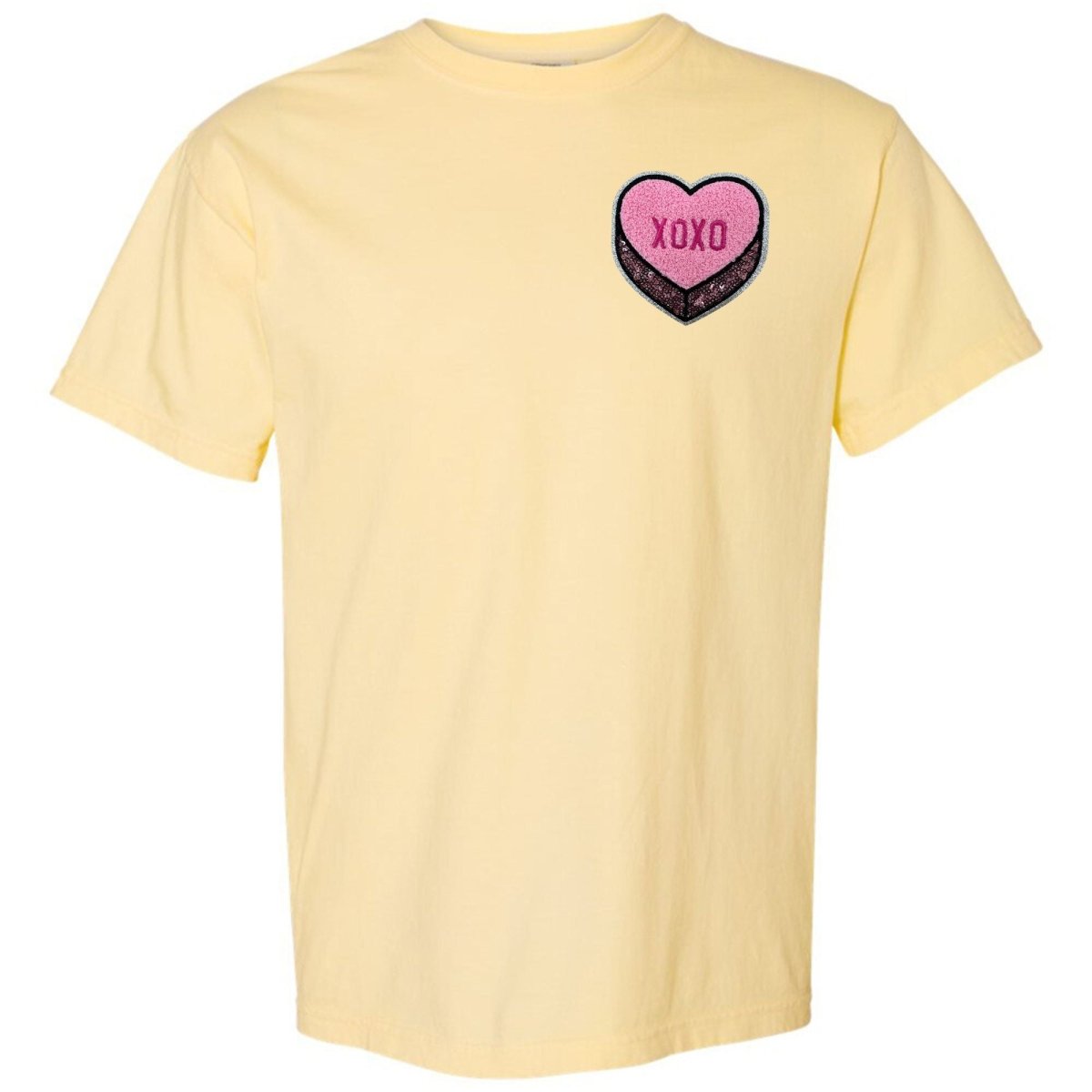 'Pink XOXO Candy Heart' Letter Patch T - Shirt - United Monograms